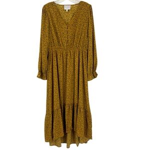 Hayden Los Angeles Anthropologie Cottagecore Midi Dress Animal Print L